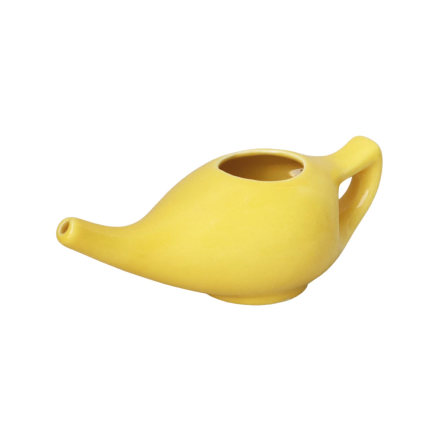 Ancient Impex Ceramic Neti Pot with 5 Sachets Neti Salt, a Natural Remedy for Sinus Relief - 250 Ml Capacity (Yellow)
