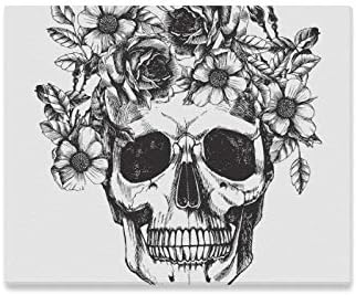 Arte De La Pared Pintura Craneo Humano Guirnalda De Flores Los