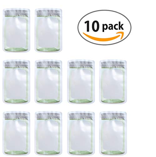 Jar Shape Airtight Seal Bag - Kitchen Organizer Food Storage Reusable and Leakproof Saver Bags - Pack of 10 seal bags (Silver, 5"x7.5") - Thumbnail 4