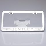 One Polish Mirror Stainless Steel License Plate Frame Holder Front Or Rear Bracket Laser Engrave Bentley with Logo Steel Screw Cap