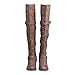 Twisted Women's Layla Wide Width/Wide Calf Over the Knee Faux Leather Riding Boot with Buckle Straps - TAUPE, Size 10