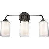Innovations Lighting 342-3W-BK-CLW Fairbank 3-Light Dimmable Bathroom Vanity Light Fixture with White and Clear Shade for Bat