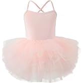 KARETT Girls Toddler Ballet Tutu Skirt Leotards V-Neck Camisole Dance Outfit Ballerina Dress, Gradient 1-7Years