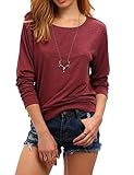 Haola Women's Long Sleeve Tops Round Neck Casual Teen Girls Tees Loose T Shirts