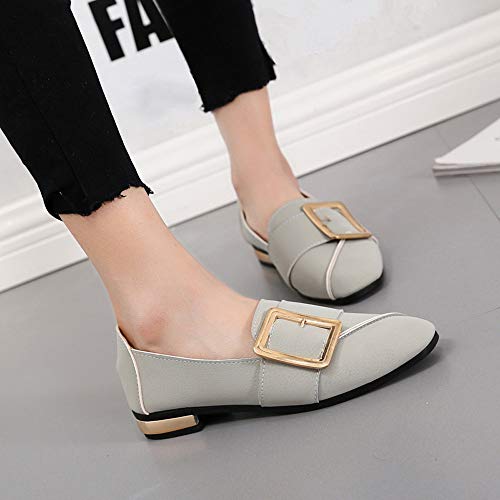Sunyastor Womens Summer Shoes,Office Pointed Toe Shallow Wide Shoes Slip on Casual Boat Walking Shoes Party Dress Shoes Gray