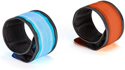 LED Running Armband Slap Bracelet -Two Pack (2) - High Visibility Outdoor Sports Light Up Glow Wristband, Red &amp; Blue