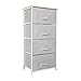 Aingoo Dresser Storage 4 Drawers Storage Bedroom Steel Frame Fabric Dressers Drawers for Clothes Grey Wood Board