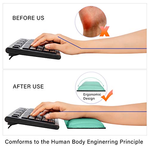 Keyboard Wrist Rest Mouse Pad Wrist Support for Computer Desktop/Laptop/Notebook Memory Foam Keyboard Pad Ergonomic Hand Rest Wrist Cushion for Home Office Gaming Easy Typing Pain Relief-Green - Thumbnail 5