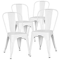 Poly and Bark Trattoria Kitchen and Dining Metal Side Chair in White (Set of 4)