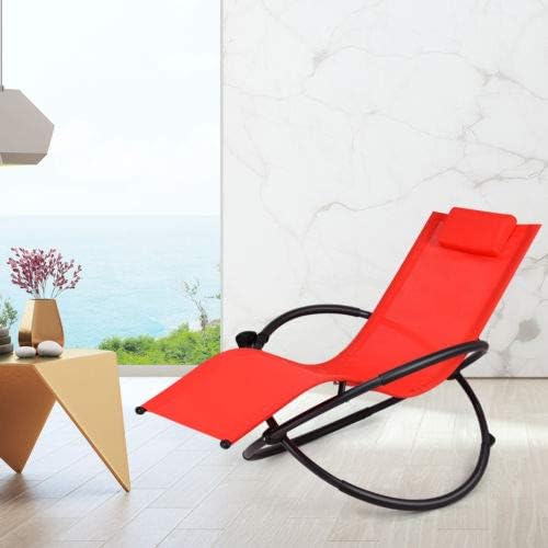 Stark Item Folding Orbital Frame Zero Gravity Ergonomic Lounge Chair w/Removable Pillow Red