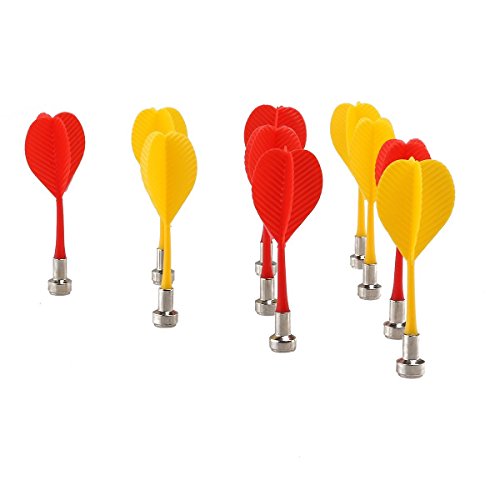 Yalis Replacement Durable Safe Plastic Wing Magnetic Darts Bullseye Target Game Toys, Red/Yellow, 12 Piece