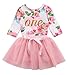 yannzi Baby Girls' 1st Birthday Tutu Dress Sleeveless Floral Romper Top Lace Skirt Clothes Easter Outfit 2Pcs (Long Sleeve, 12-18 Months)