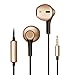 Earphones with Microphone 592G Premium Earbuds Stereo Headphones and Noise Isolating Made for iPhone iPod iPad Samsung Galaxy LG HTC (Gold)