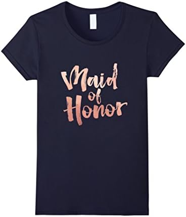 Womens Maid of Honor Shirt, Bridal Wedding Party T Shirt Large Navy