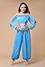 ZLTdream Belly Dance Chiffon Long Sleeves Top and Lantern Coins Pants Light Blue