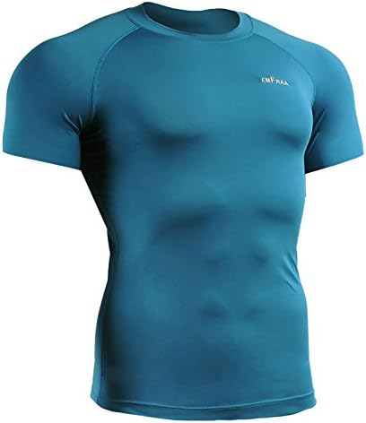 Emfraa Men Women Compression Under Cool Base Layer T Shirt Short Sleeve Neoblue S
