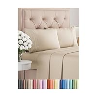 King Size 4 Piece Sheet Set - Comfy Breathable & Cooling Bed Sheets Set - Hotel Luxury Bedding for Women, Men, Kids, Teens, Boys & Girls - Deep Pockets, Ultra-Soft and Wrinkle Free - Oeko-Tex - Wheat