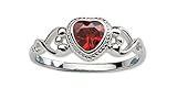 Sterling Silver January CZ Simulated Birthstone Baby Ring with Heart