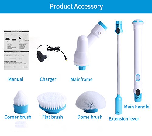 4 Scrubber+Rechargeable+Cordless+Bathroom+Waterproof