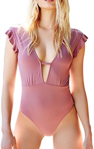 Zerorun Swimsuits Womens One-Pieces Floral Printed Flouncy Bikini Swimwear Padding Bathing Suit Beachwear