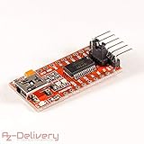 AZDelivery FTDI Serial Adapter FT232RL USB to TTL 3.3V 5V Module Mini Port for Arduino and Raspberry Pi Including Free eBook!