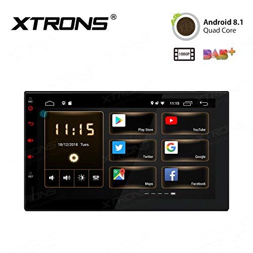 XTRONS Universal 7 Inch Touch Display Android 8.1 Car Stereo Radio GPS Navigator with Bluetooth 5.0 USB SD Supports OBD2 Backup Camera DVR Full RCA SWC WiFi 4G 3G