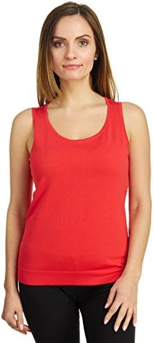 August Silk Women's Sleeveless Round Neck Soft Jersey Knit Shell Tank Top, Orange Crush, Medium