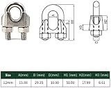 TERF M12 Galvanized U-Bolt Saddle Fasteners 4 Pcs for Ø12mm Wire Rope view 2