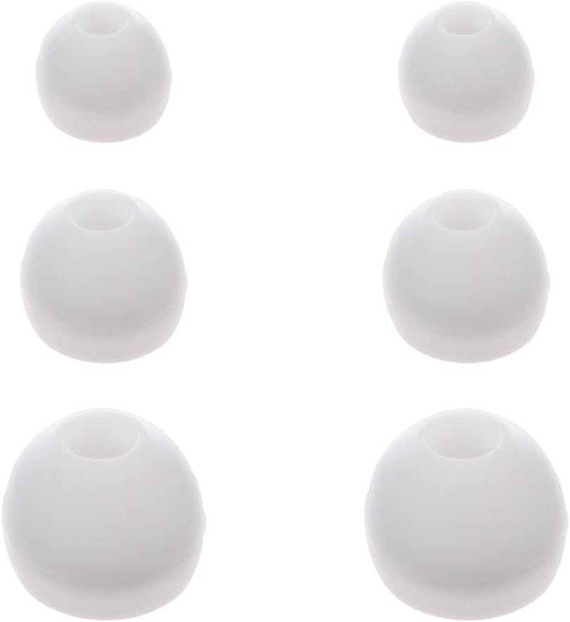 Xcessor Replacement Silicone Earbuds 6 works (Set of 12 Pieces). S/M/L, White