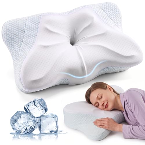 Sweetcrispy Cervical Pillow for Neck Pain Relief, Cooling Memory Foam