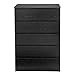BOWERY HILL Contemporary Sturdy 5 Drawer Chest in Black Wood Grain