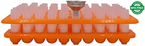 Lip Balm Tube Filler Tray - Lip Balm Container Filler Lip Balm Tube Rack & 50 Lip Balm Tubes BPA & Steel Funnel to Make Lip Balm DYI Lip Balm Crafting Kit Make Lipstick in Bulk to Sell, Gifts!