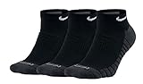 NIKE 3-Pack Dri Fit Half Cushion No Show Socks (Large, Black/Black/White)