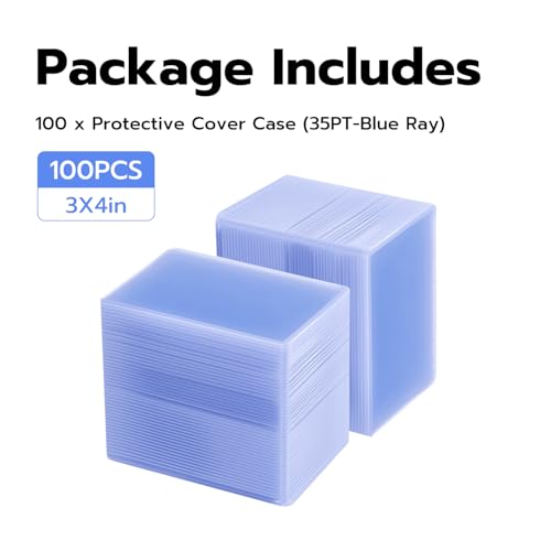 Mcbazel 100 pcs 3 x 4 Inch Toploader Card Sleeves, Plastic Trading Card for Baseball Card, Protective Card Holder for Standard,MTG,YuGiOh,TCG