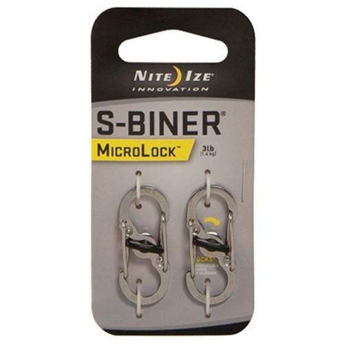 Nite Ize S-Biner Micro Lock, Polycarbonate S-Biner with Locking Lever, Stainless Steel, 2-Pack