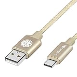 USB C, iOrange-E 6Ft USB Type C Cable with Stepped Connector for Samsung Galaxy S8, ChromeBook Pixel, Nokia N1, LG G5, OnePlus 2, Nexus 6P, 5X, Nintendo Switch and More, Gold