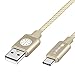 USB C, iOrange-E 6Ft USB Type C Cable with Stepped Connector for Samsung Galaxy S8, ChromeBook Pixel, Nokia N1, LG G5, OnePlus 2, Nexus 6P, 5X, Nintendo Switch and More, Gold