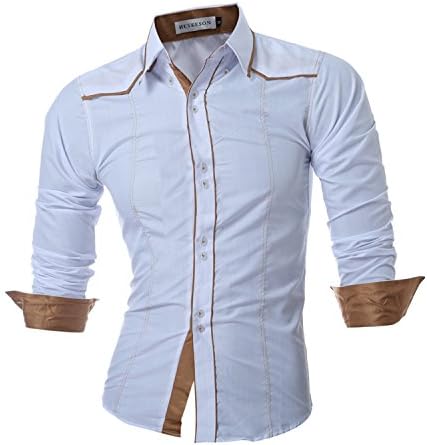 Mlhgy Men Shirt Fashion Men'S Double Button Male Long-Sleeved Shirt Casual Slim Male Shirts Xxl White Asia Xxl 180Cm 80Kg