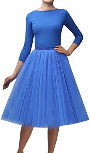 Wedding Planning WDPL Adult Tulle Skirt Bridesmaid Petticoat Tutu for Women Medium Blue 066
