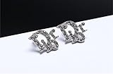 P.phoebus 18K Gold Vintage White Swarovski Crystal Studs Earrings Rhinestones Dangle Charms Hoops For Women Girls