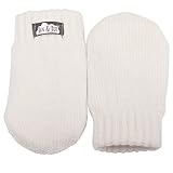 Baby toddler girl warm fleece lined thumbless knit mittens for fall winter (Mitten S: 0-9m, Creamy white)