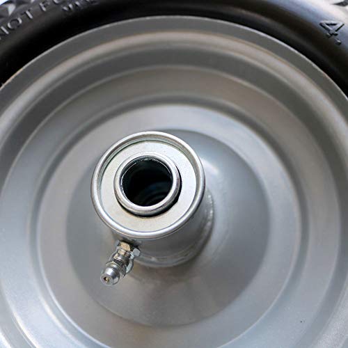 BAIVE BW 4.10/3.50-4" Solid Wheelbarrow Tire Non-Slip Flat Free Wheel with 2.25" Offset Hub, 5/8" Bearings - Thumbnail 4