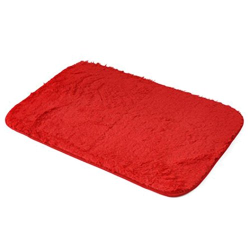 Memory Foam Shag Bath Mat Makaor Luxurious Absorbent Soft Bathroom Shower Rug Floor Non Slip Mat (Red, Size: 40cmx 60cm/15.8"x23.6")