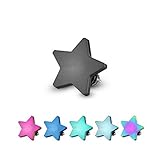 {Black} Surgical Steel Over Titanium Anodized Internally Threaded Flat Star Dermal Top-14GA (Sold Ind.)