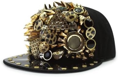 BAICHUANG Hat, punk style hiphoop claws leopard head more rivets stitching hip-hop flat hat hip-hop baseball cap (Color : 3)