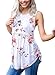Sidefeel Women Floral Print Sleeveless Babydoll Tank Top With Lace Trim Large White
