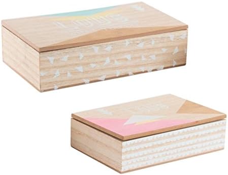 Dcasa - Cajas Decoradas Scandi de Madera Color Pastel Set 2 Caja: Amazon.es: Hogar