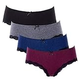 ATTRACO lace underwear women cotton briefs cheeky panties hipster briefs M