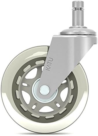 Katu Rollerblade Office Chair Wheels Casters Rubber Replacement - Set of 5 - Safe for All Floors - Universal Stem Fit Most Chairs. Color Chrome &amp; Gray Star. T01CGS