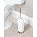 mDesign Modern Plastic Bathroom Storage and Cleaning Accessory Set - Includes Toilet Bowl Brush and Wastebasket Trash Can/Garbage Bin - 2 Pieces - White/Soft Brass